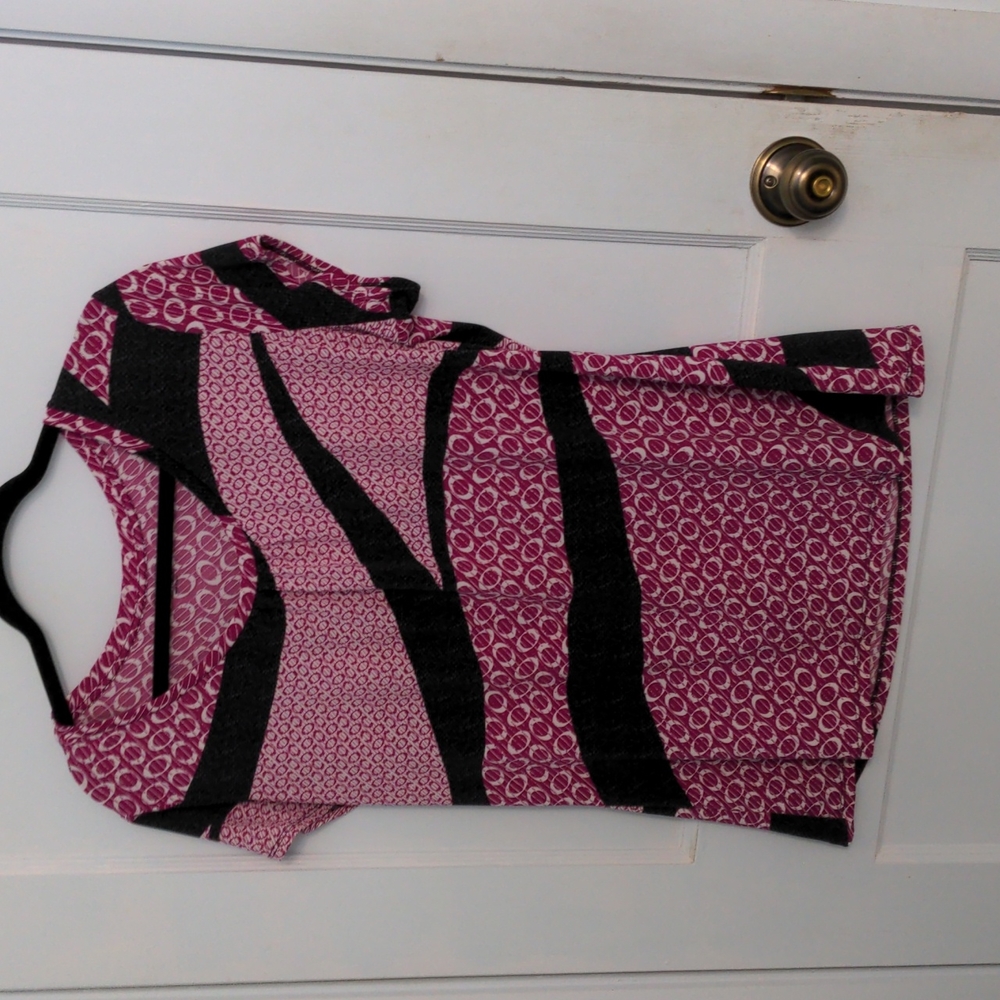 Worthington Size XL Pink & Black Polyester Top